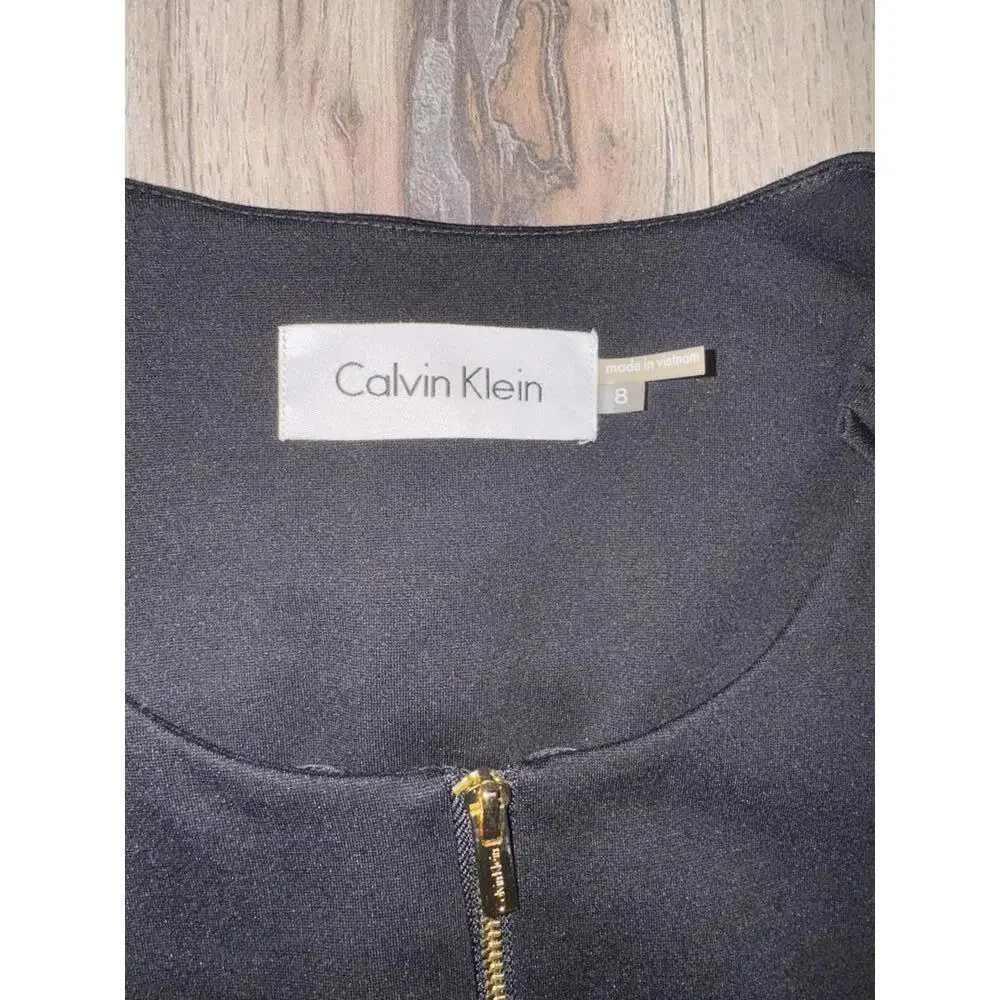 Women's Calvin Klein Zip Blazer Black Jacket‎ Size 8 Workwear Classic Dressy